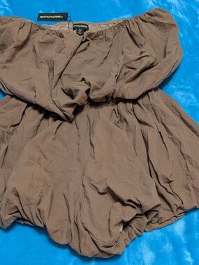 ✨Brown Off-Shoulder Bubble Romper